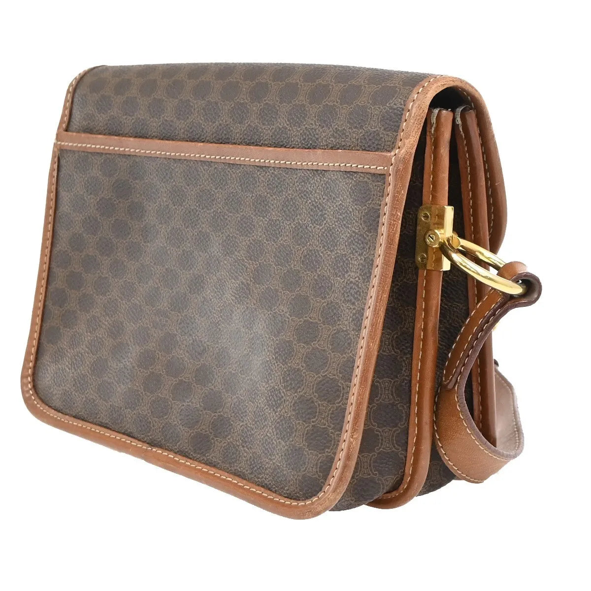 Celine Vintage Macadam Canvas and Leather, Brown, Canvas, Shoulder Bag