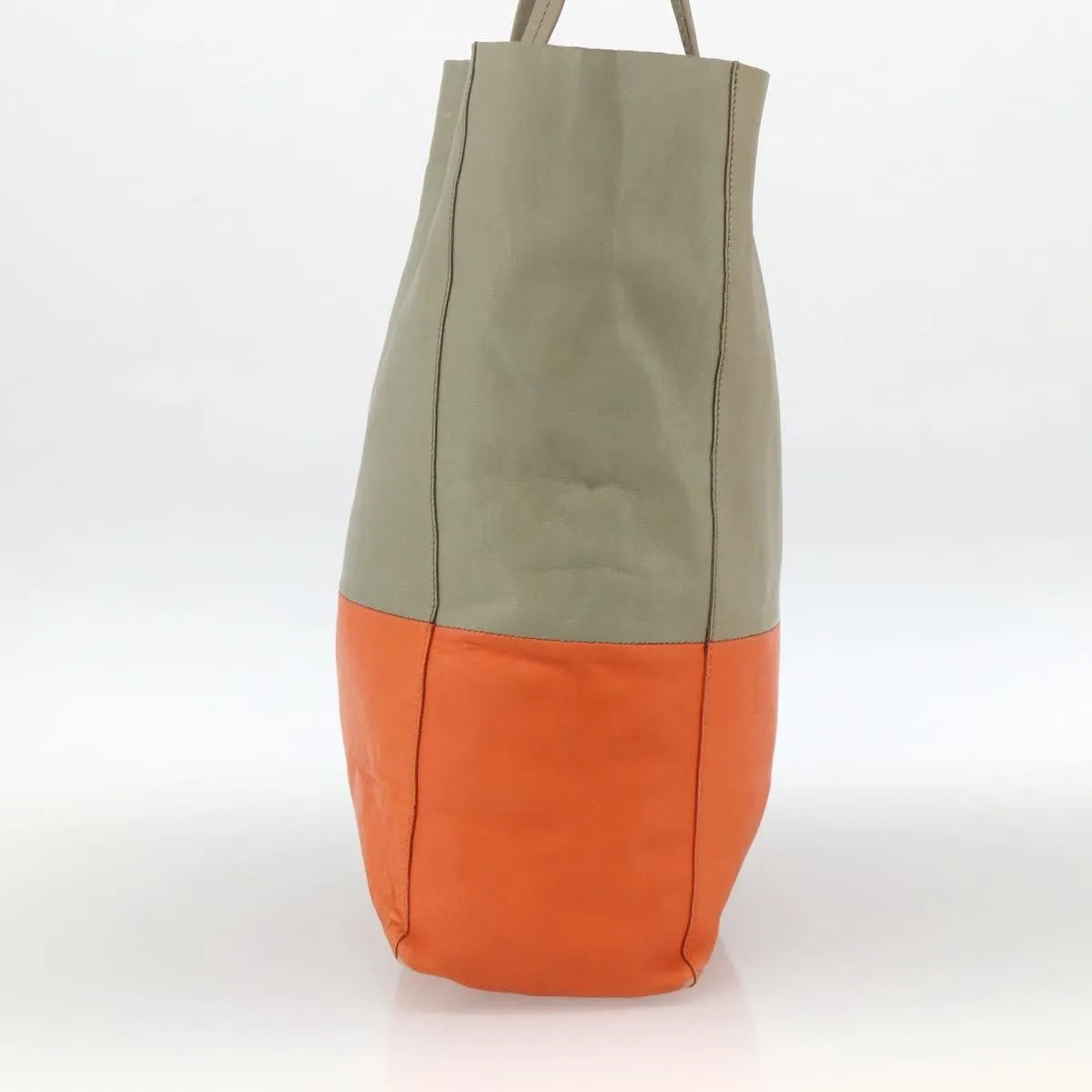 Celine Vertical Bi-Cabas Tote Leather, Beige, Leather, Tote Bag