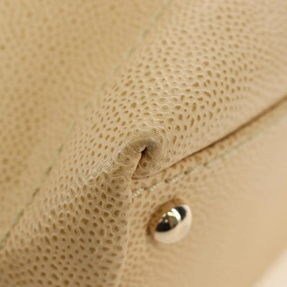 Chanel Vintage CC Resin Chain Caviar, Beige, Leather, Shoulder Bag