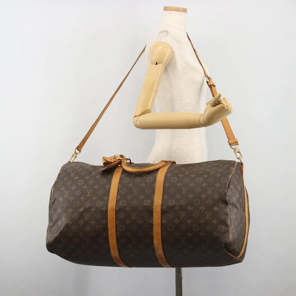 Louis Vuitton Keepall Bandoulière Monogram, Brown, Canvas, Travel Bag