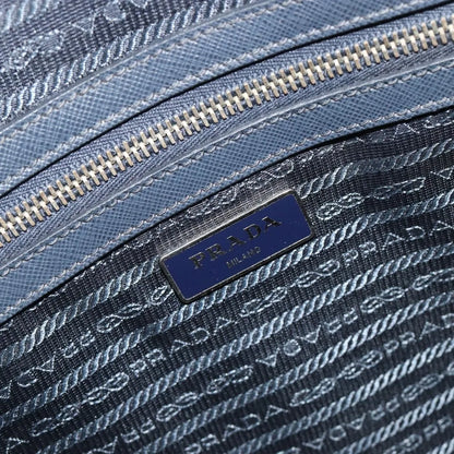 Prada Zip Around Saffiano Leather, Navy, Leather, Briefcase
