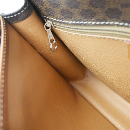 Celine Vintage Macadam Canvas and Leather, Brown, Canvas, Shoulder Bag
