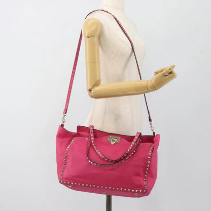 Valentino Garavani Rockstud Tote Textured Leather, Pink, Leather, Tote Bag