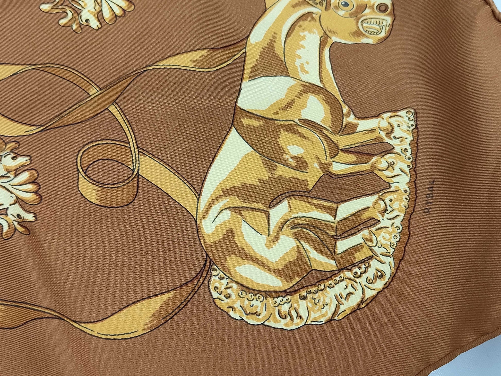 Hermes Carré 90 Silk multicolor, Brown, Silk, Scarf