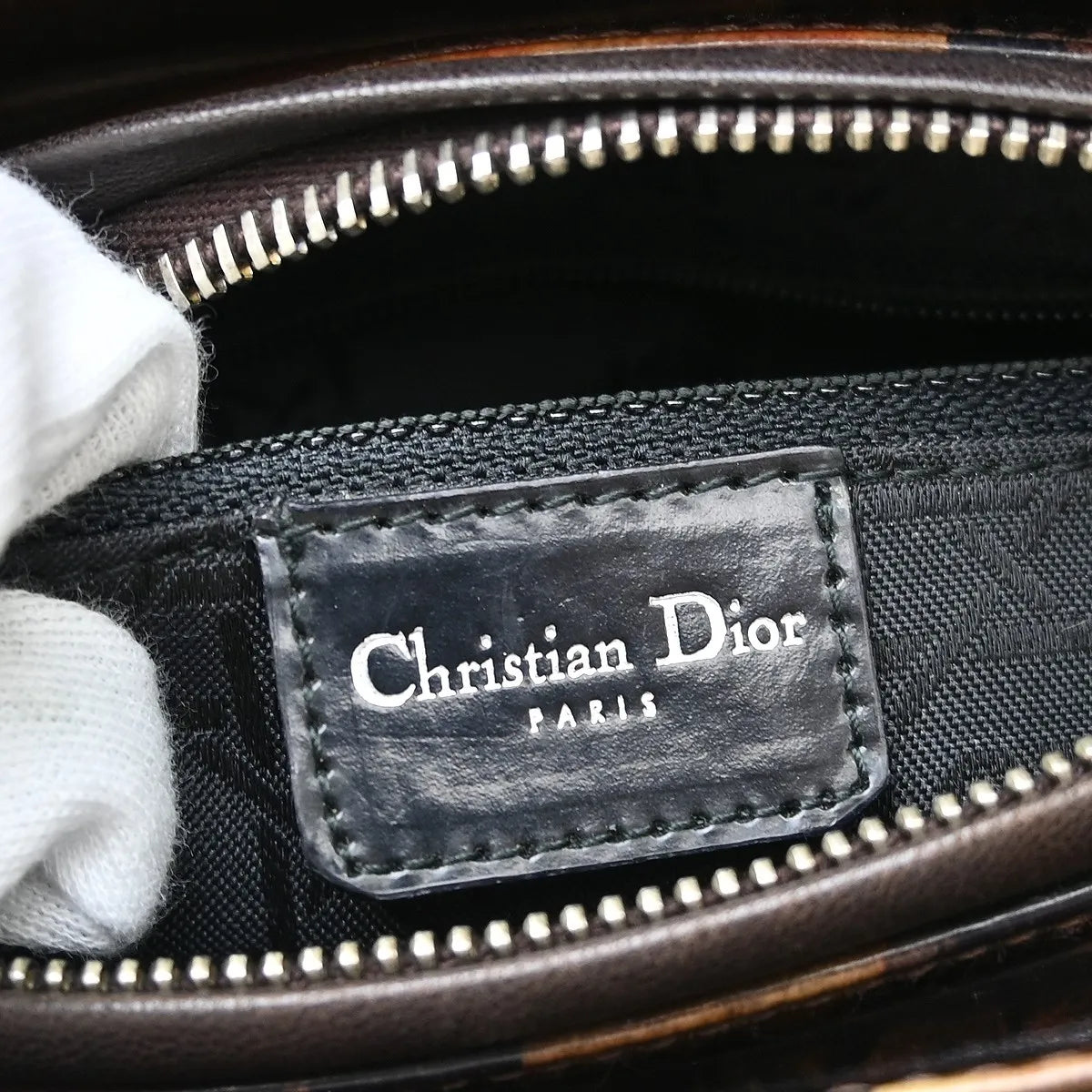 Christian Dior Vintage Lady Dior Patent Patent leather, Brown, Patent Leather, Handbag