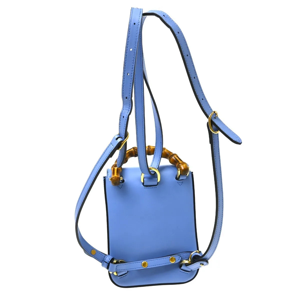 Gucci Bamboo Top Handle Backpack Leather, Blue, Leather, Backpack