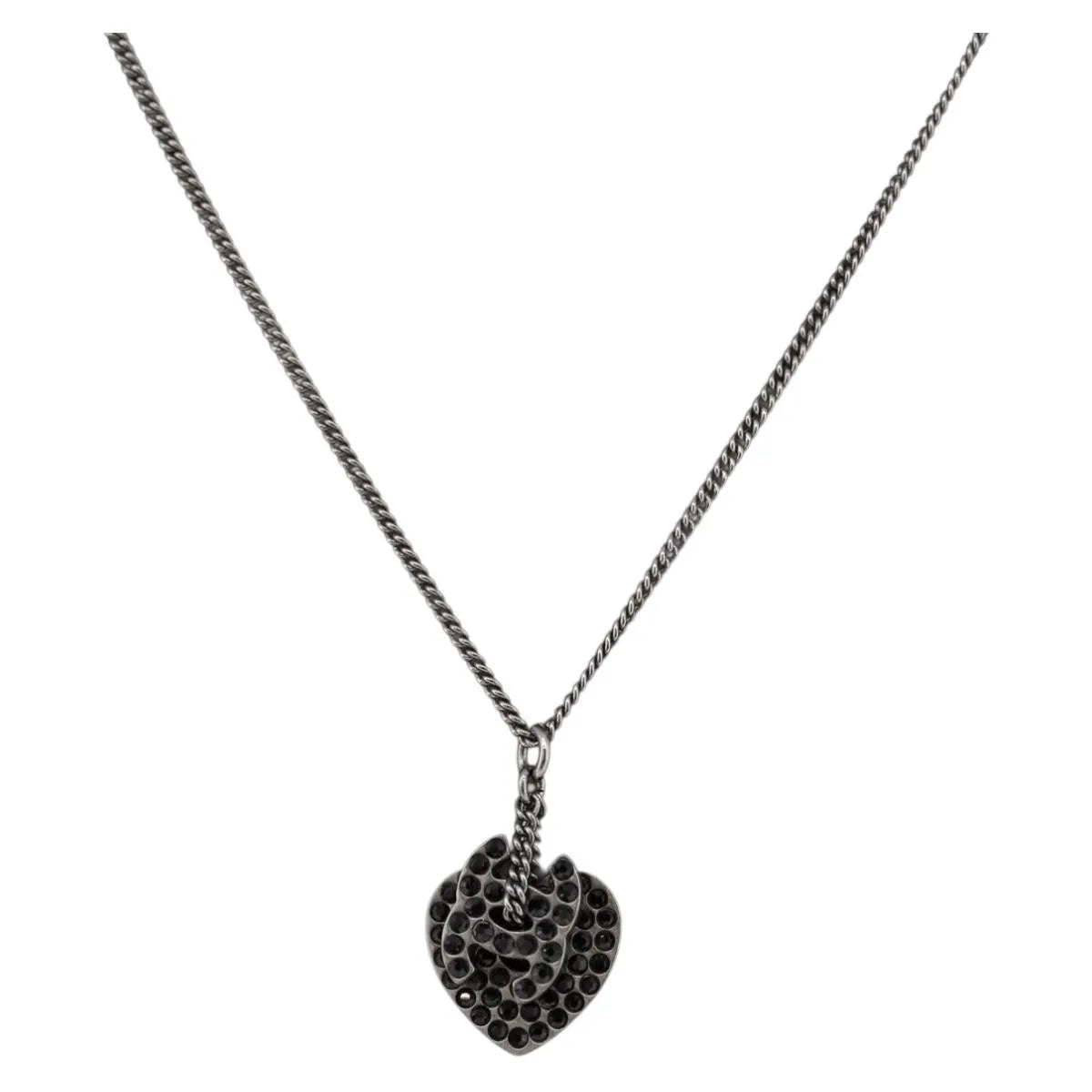 Chanel Coco Long Metal with Faux Pearls and Crystals, Black, Metal, Necklace