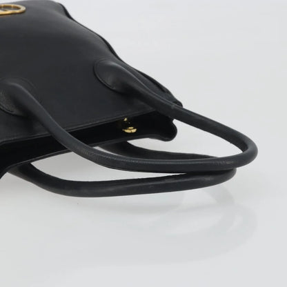 Christian Dior Vintage CD Logo Tote Leather, Black, Leather, Handbag