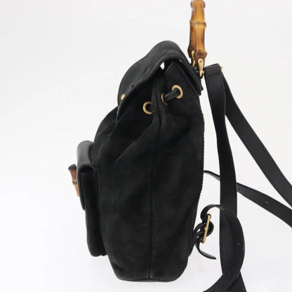 Gucci Vintage Bamboo Suede, Black, Suede, Backpack