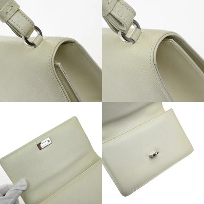 Salvatore Ferragamo Gancini Leather, White, Leather, Shoulder Bag