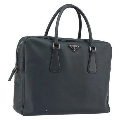 Prada Zip Around Saffiano Leather, Navy, Leather, Briefcase