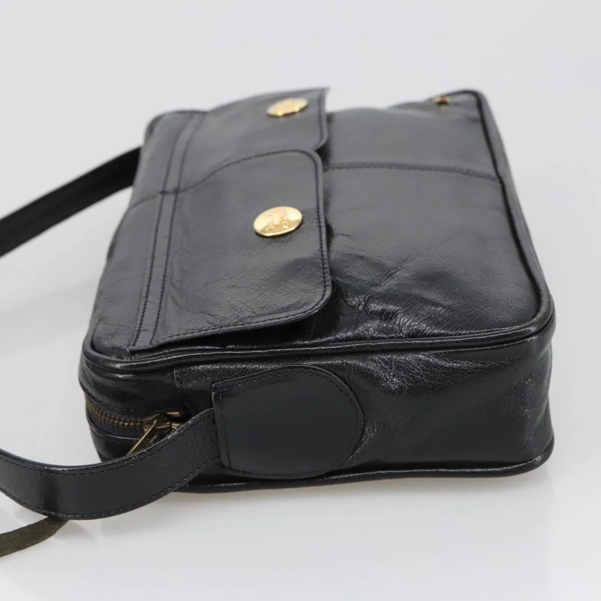Celine Vintage Leather, Black, Leather, Shoulder Bag