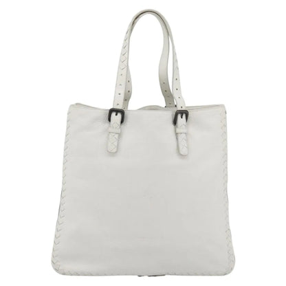 Bottega Veneta Belted Tote Intrecciato Nappa, White, Leather, Tote Bag