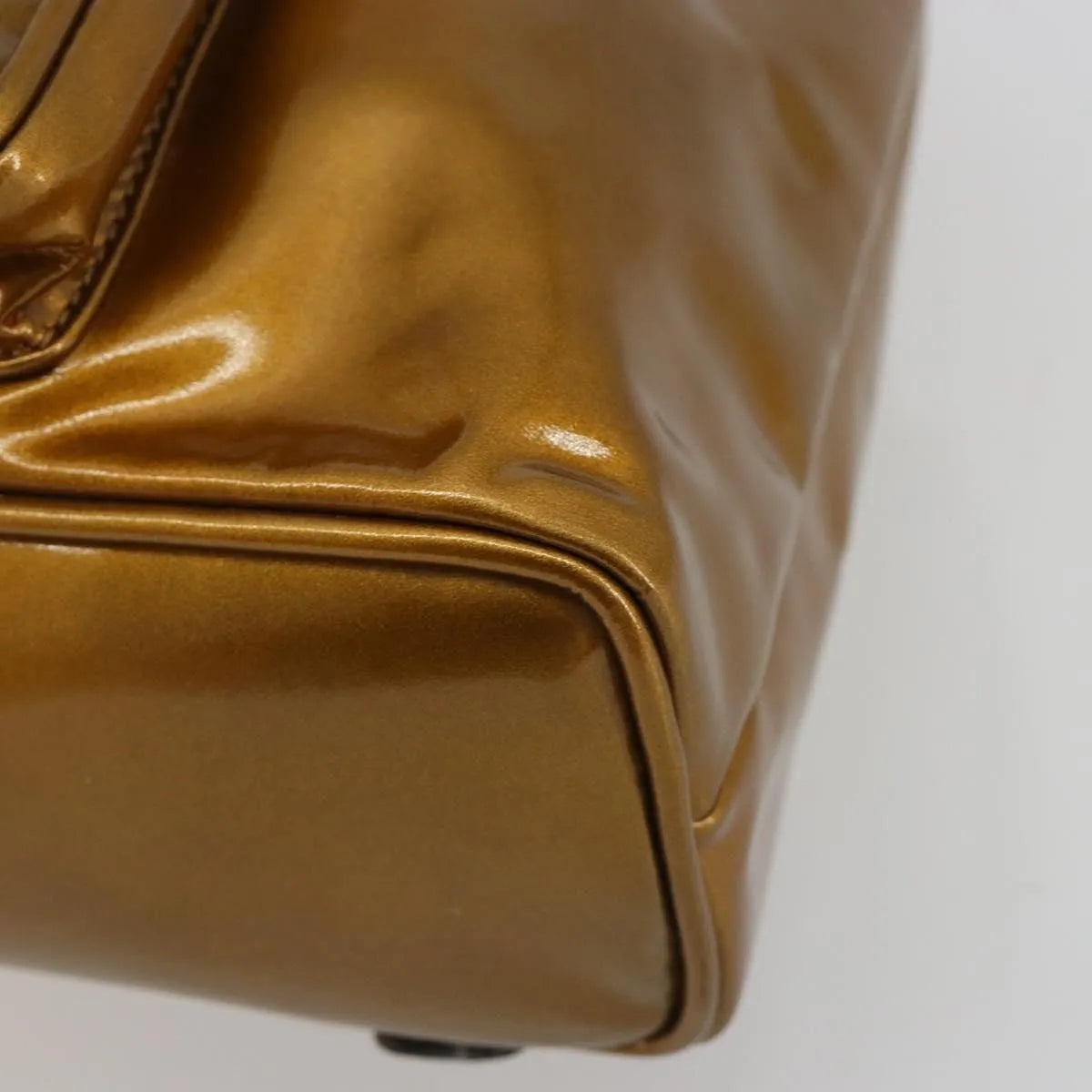 Gucci Vintage Bamboo Patent, Gold, Patent Leather, Backpack
