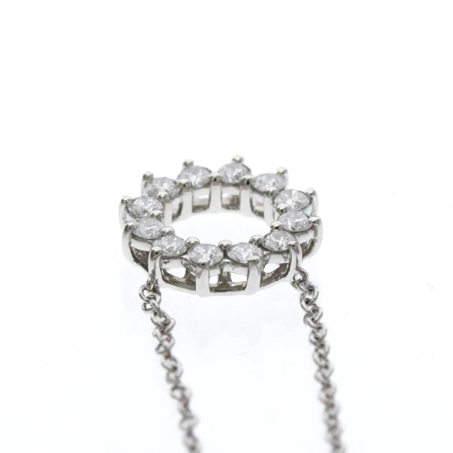 Tiffany & Co. Open Circle Pendant Platinum with Diamonds, Silver, Platinum, Necklace