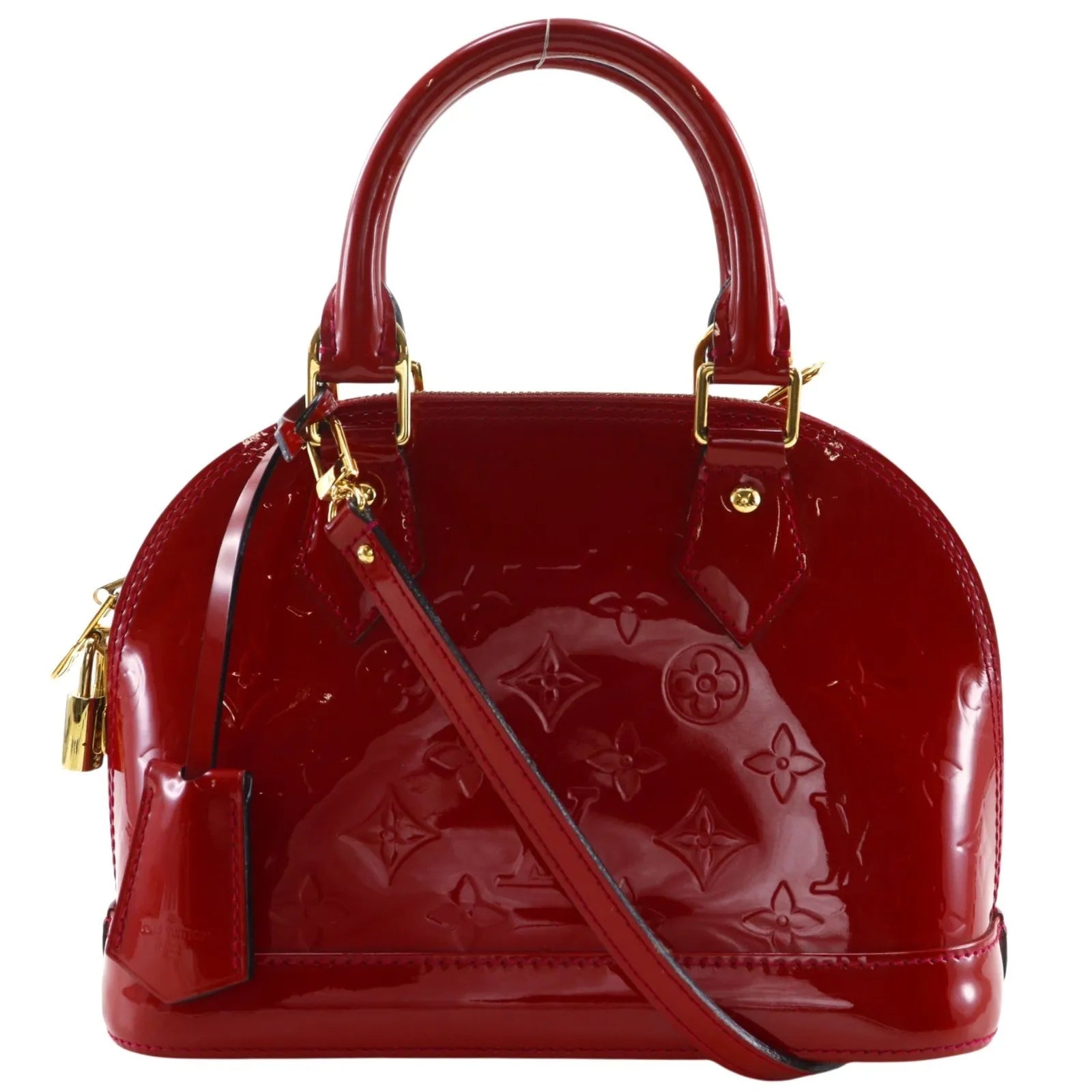 Louis Vuitton Alma Vernis, Red, Patent Leather, Handbag