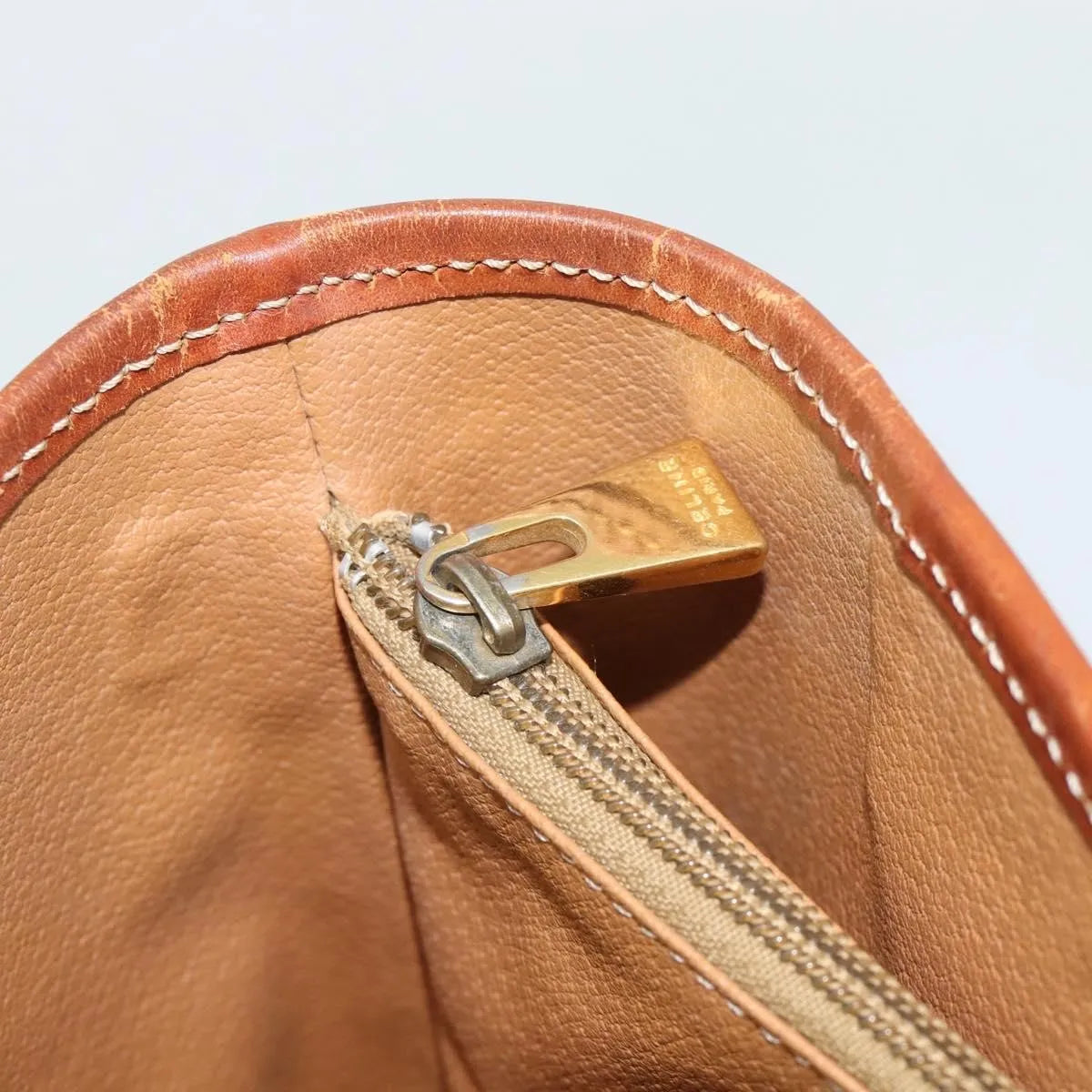 Celine Vintage Macadam Canvas and Leather, Brown, Canvas, Tote Bag