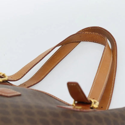 Celine Vintage Macadam Canvas and Leather, Brown, Canvas, Tote Bag