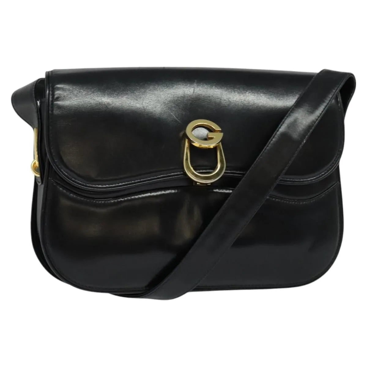 Gucci Vintage Leather, Black, Leather, Shoulder Bag