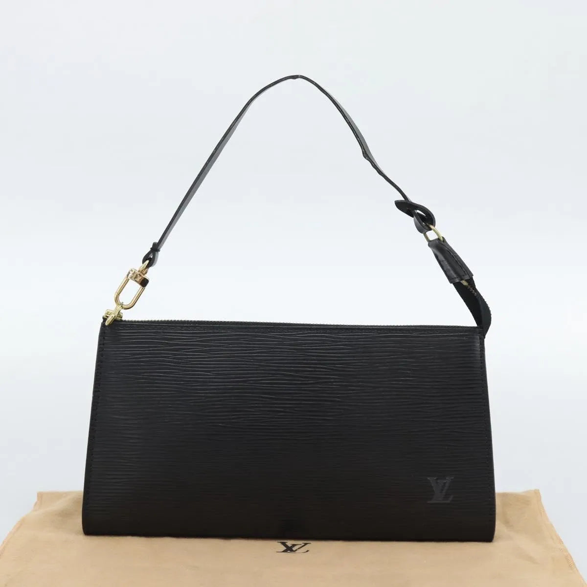 Louis Vuitton Pochette Accessoires Epi, Black, Leather, Clutch