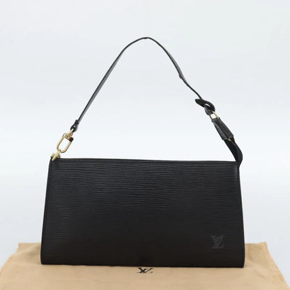 Louis Vuitton Pochette Accessoires Epi, Black, Leather, Clutch