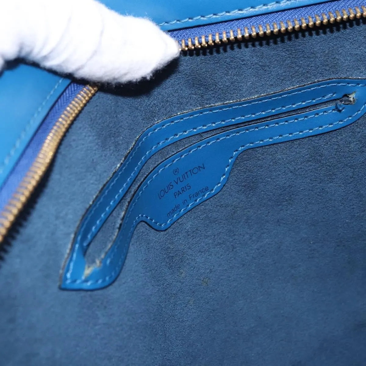 Louis Vuitton Saint Jacques Epi, Blue, Leather, Handbag