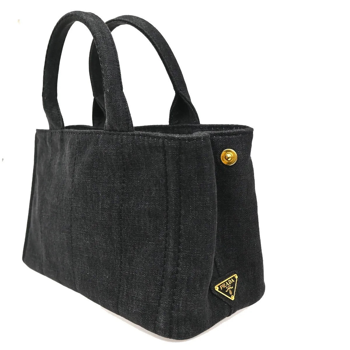 Prada Canapa Convertible Tote Denim, Black, Denim, Tote Bag