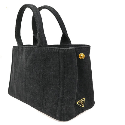 Prada Canapa Convertible Tote Denim, Black, Denim, Tote Bag