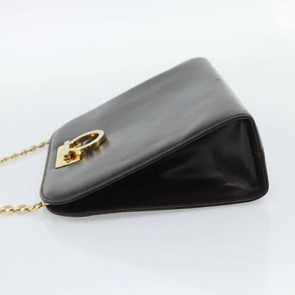 Salvatore Ferragamo Vintage Gancini Chain Leather, Brown, Leather, Shoulder Bag
