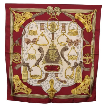 Hermes Carré 90 Silk multicolor, Burgundy, Silk, Scarf