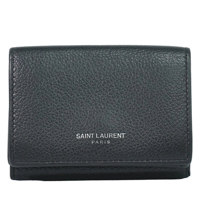 Saint Laurent Compact Matelasse Leather, Black, Leather, Wallet