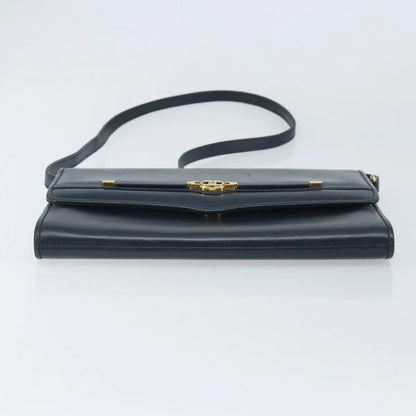Gucci Vintage Interlocking G Flap Leather, Navy, Leather, Shoulder Bag