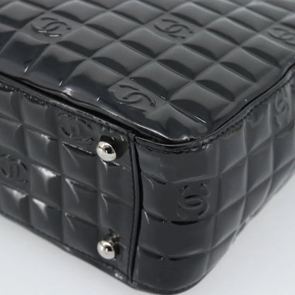 Chanel Chocolate Bar CC Tote Quilted Patent, Black, Patent Leather, Tote Bag