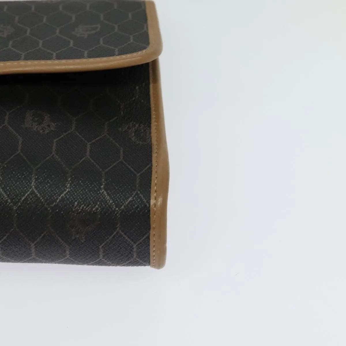 Christian Dior Vintage Honeycomb Flap Coated Canvas, Black, Canvas, Shoulder Bag