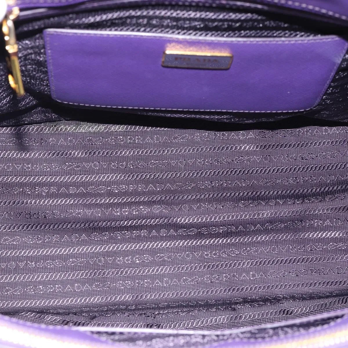 Prada Galleria Double Zip Tote Saffiano Leather, Purple, Leather, Handbag