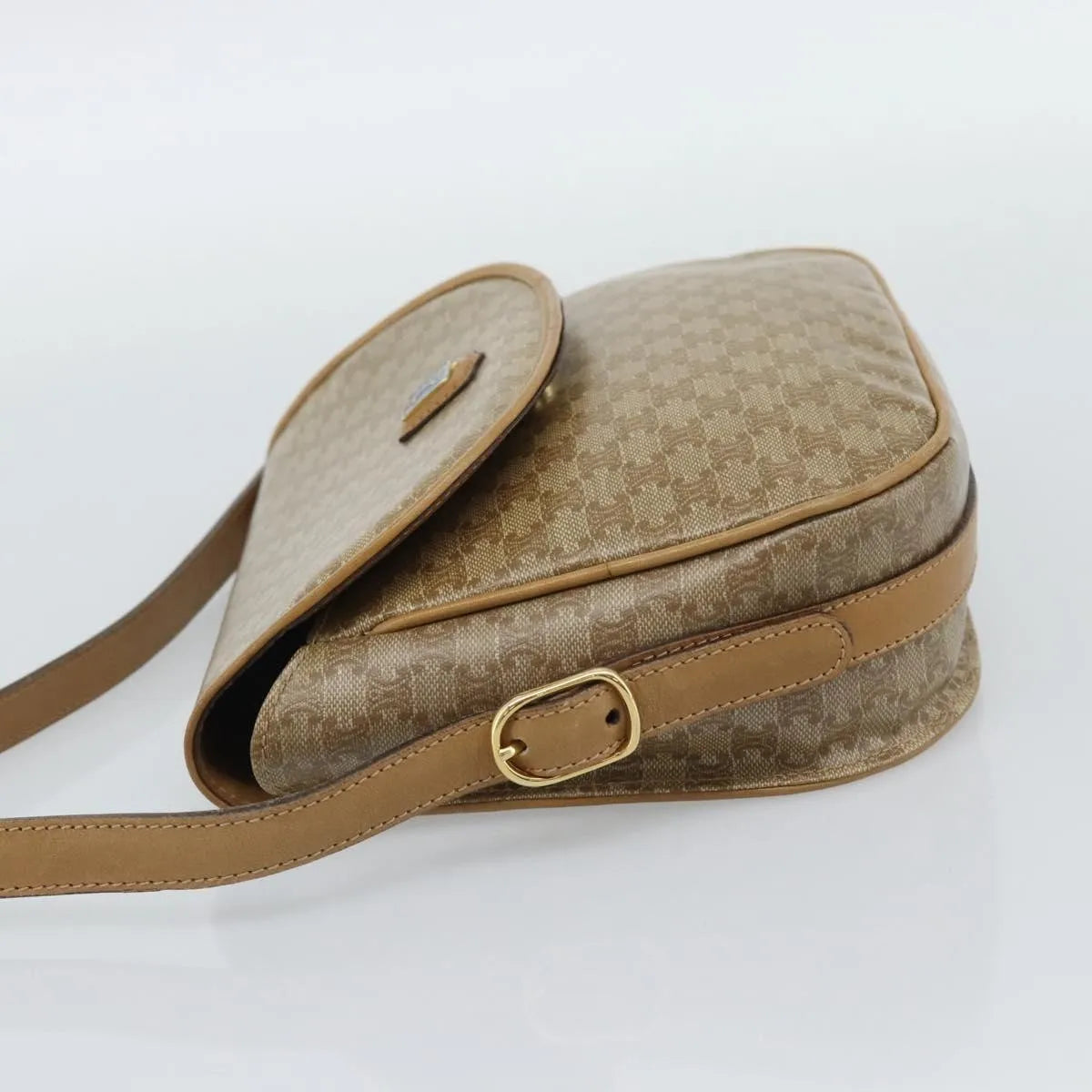 Celine Vintage Macadam Canvas, Beige, Canvas, Shoulder Bag