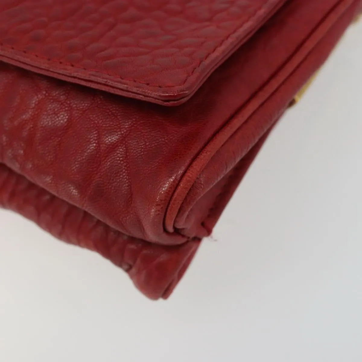 Saint Laurent Chain Leather, Red, Leather, Shoulder Bag