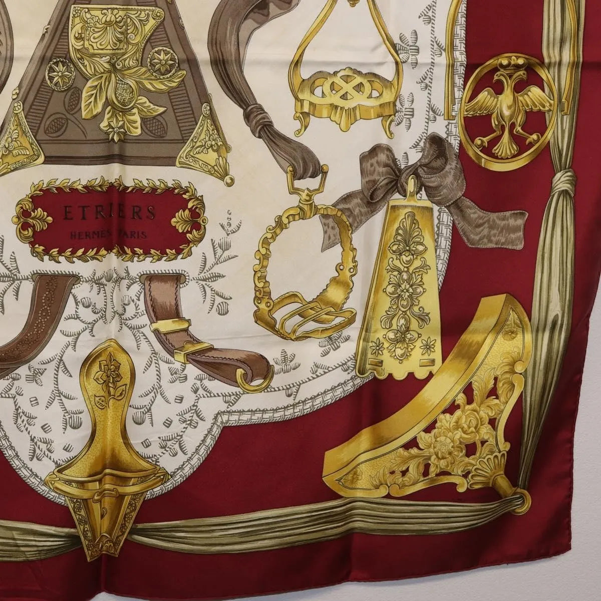 Hermes Carré 90 Silk multicolor, Burgundy, Silk, Scarf
