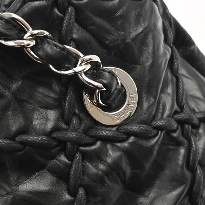 Chanel Ultra Stitch Chain Tote Quilted Calfskin, Black, Leather, Tote Bag