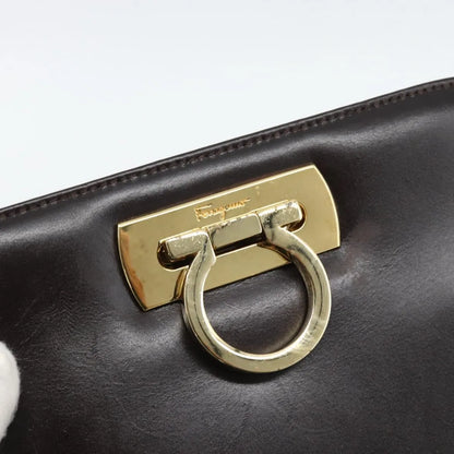 Salvatore Ferragamo Vintage Gancini Chain Leather, Brown, Leather, Shoulder Bag