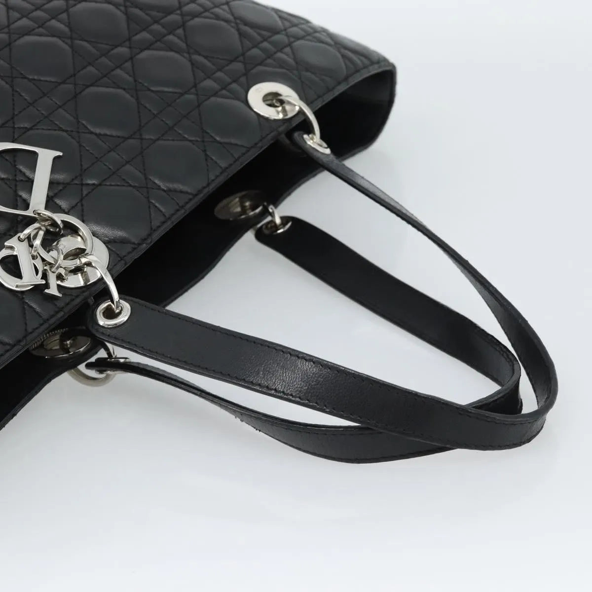 Christian Dior Vintage Lady Dior Tote Cannage Quilt Lambskin, Black, Leather, Tote Bag