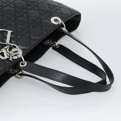 Christian Dior Vintage Lady Dior Tote Cannage Quilt Lambskin, Black, Leather, Tote Bag