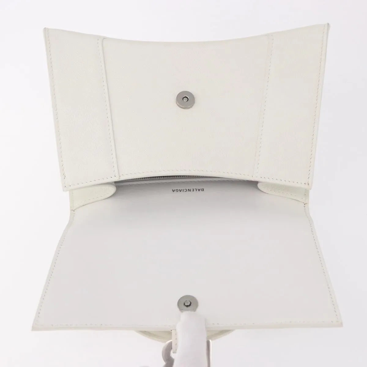 Balenciaga Hourglass Top Handle Leather, White, Leather, Handbag