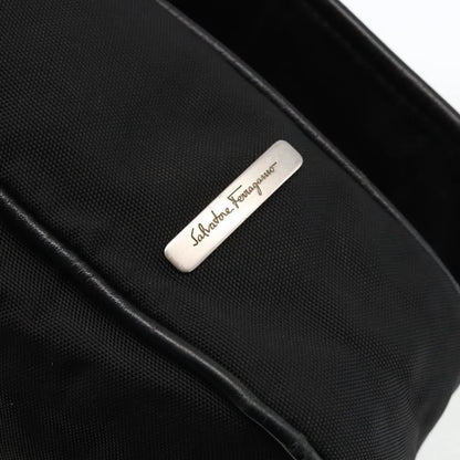 Salvatore Ferragamo Vintage Leather, Black, Nylon, Shoulder Bag