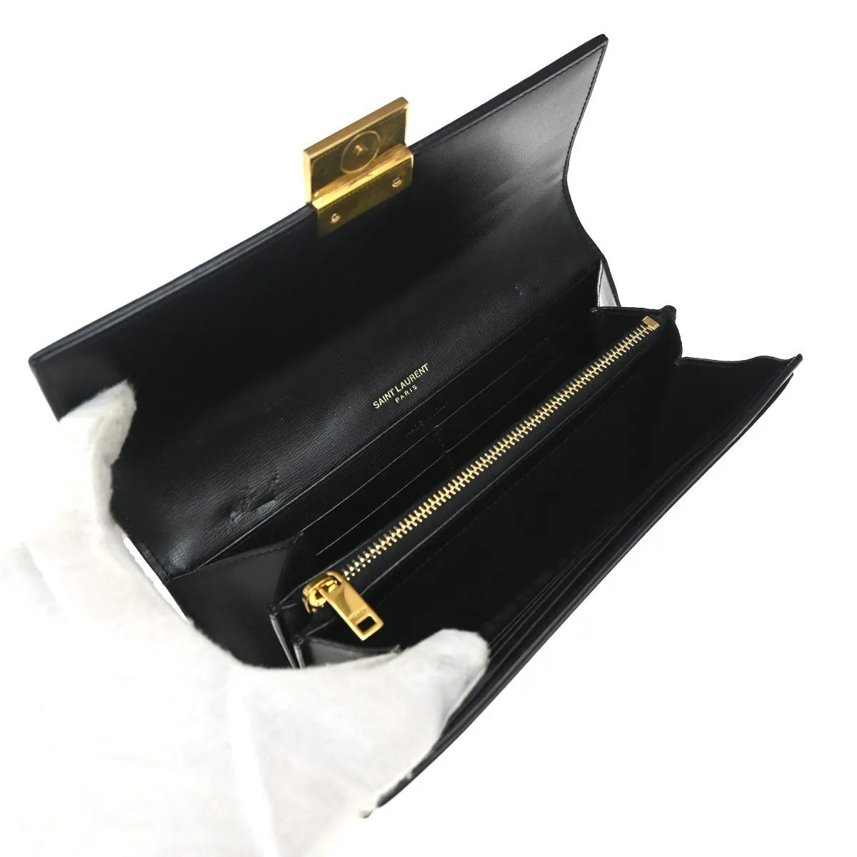 Saint Laurent Bellechasse Flap Leather, Black, Leather, Wallet
