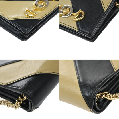 Gucci Zumi Chain Card Case Diagonal Quilted Leather, Black, Leather, Wallet