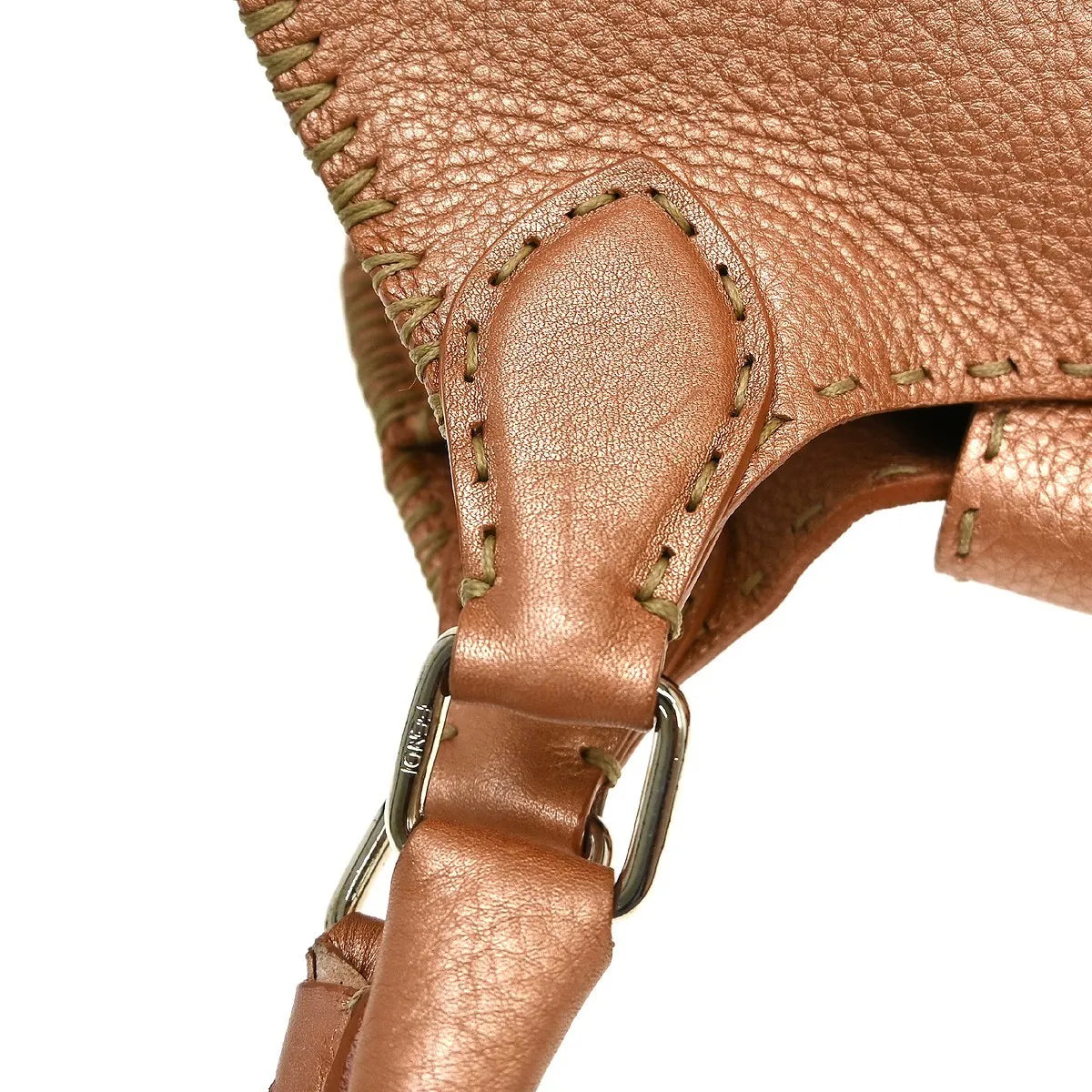 Fendi Selleria Linda Satchel Pebbled Leather, Pink, Leather, Handbag
