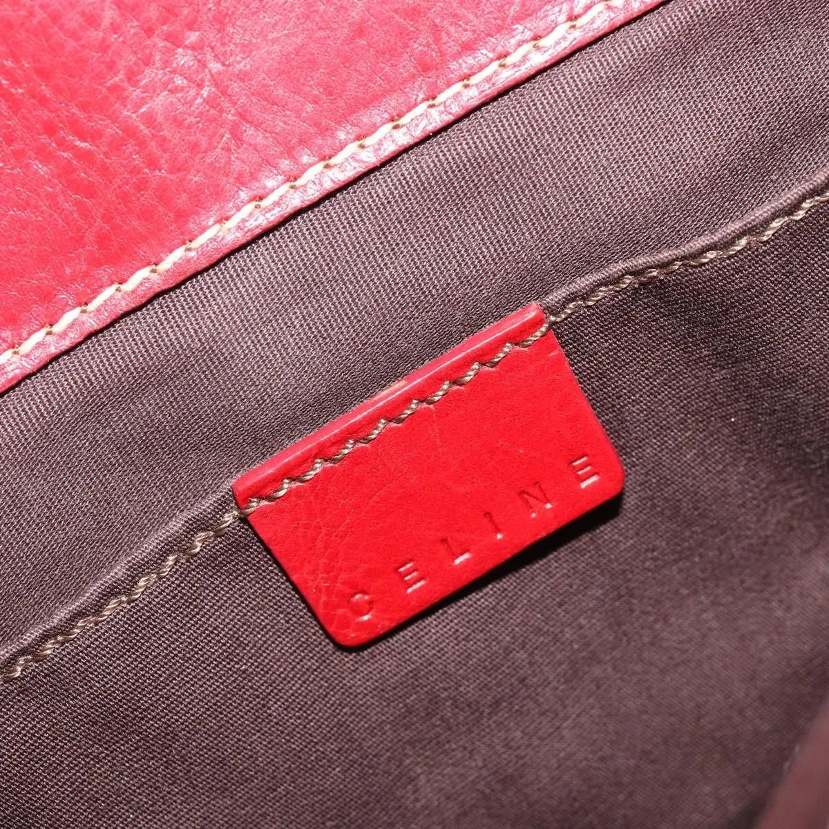 Celine Boogie Satchel Leather, Red, Leather, Handbag