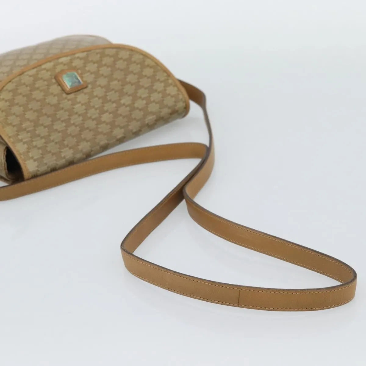 Celine Vintage Macadam Canvas, Beige, Canvas, Shoulder Bag