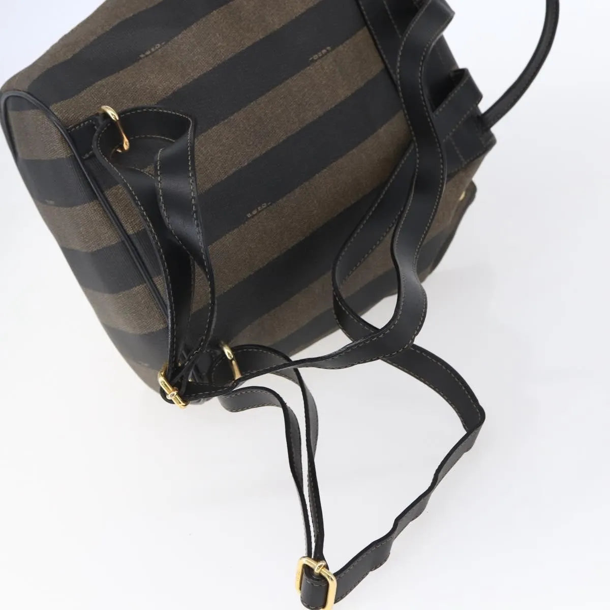 Fendi Vintage Pequin Logo Coated Canvas, Brown, Canvas, Backpack